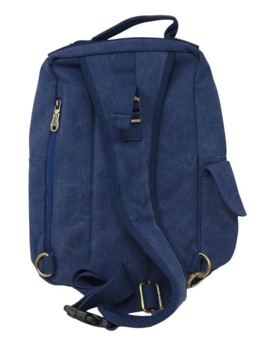 Kaukko Blue Denim Canvas Backpack Purse Adjustable Strap Zip Travel Bag main image 9